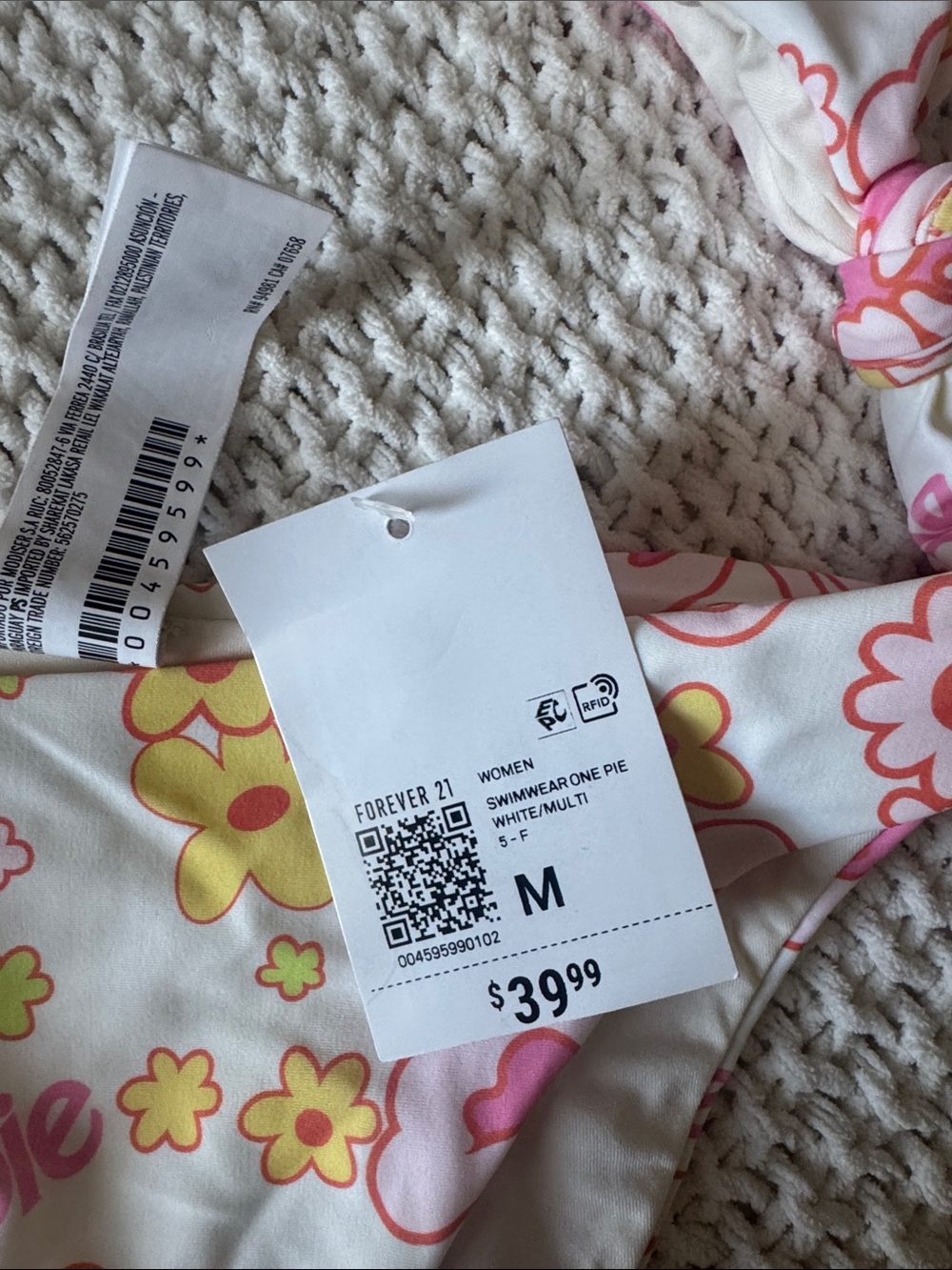 Forever 21 Barbie Floral Cutout Swimsuit - Pink & Yellow - Picture 2 of 2